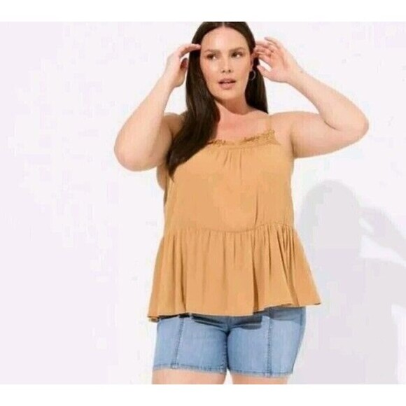 Torrid Washable Crinkle Gauze Sleeveless Crochet Tank Size 3X New - Picture 3 of 7